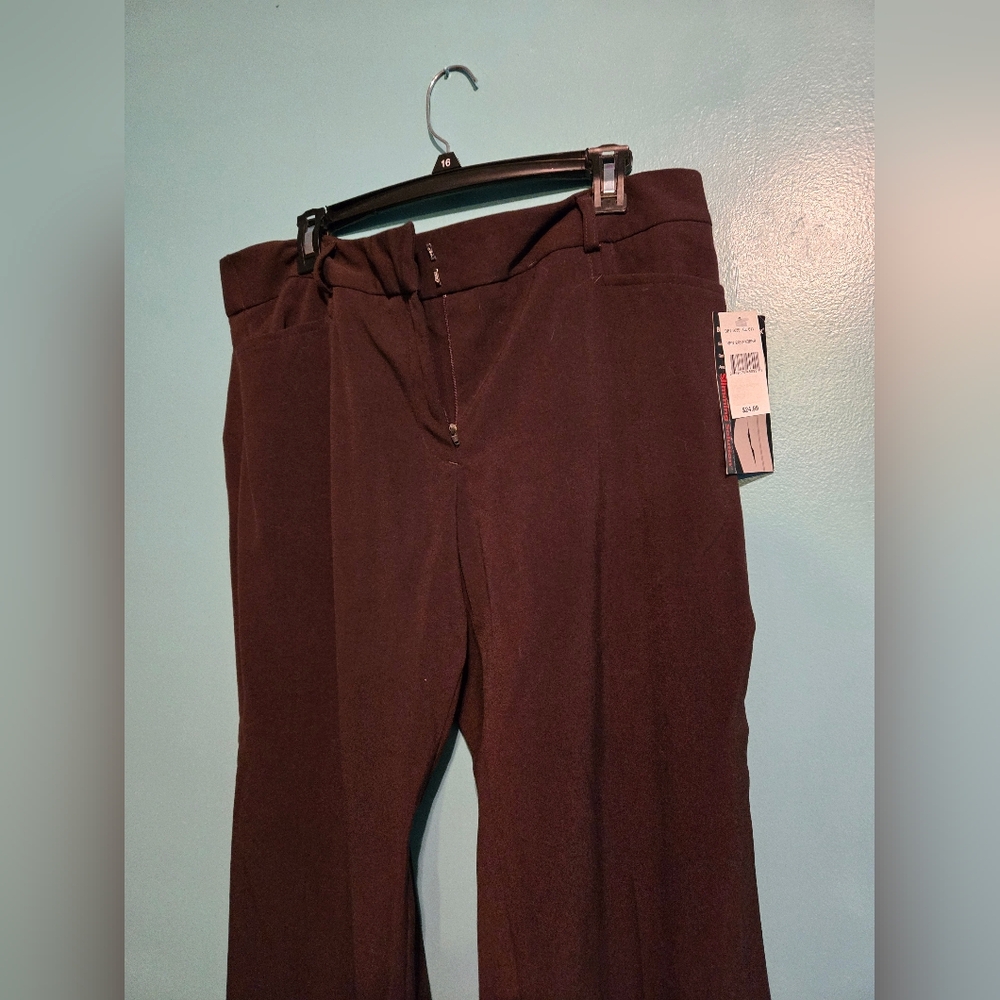 NWT Chocolate Brown Briggs NY Women's Dress Pants Size 16